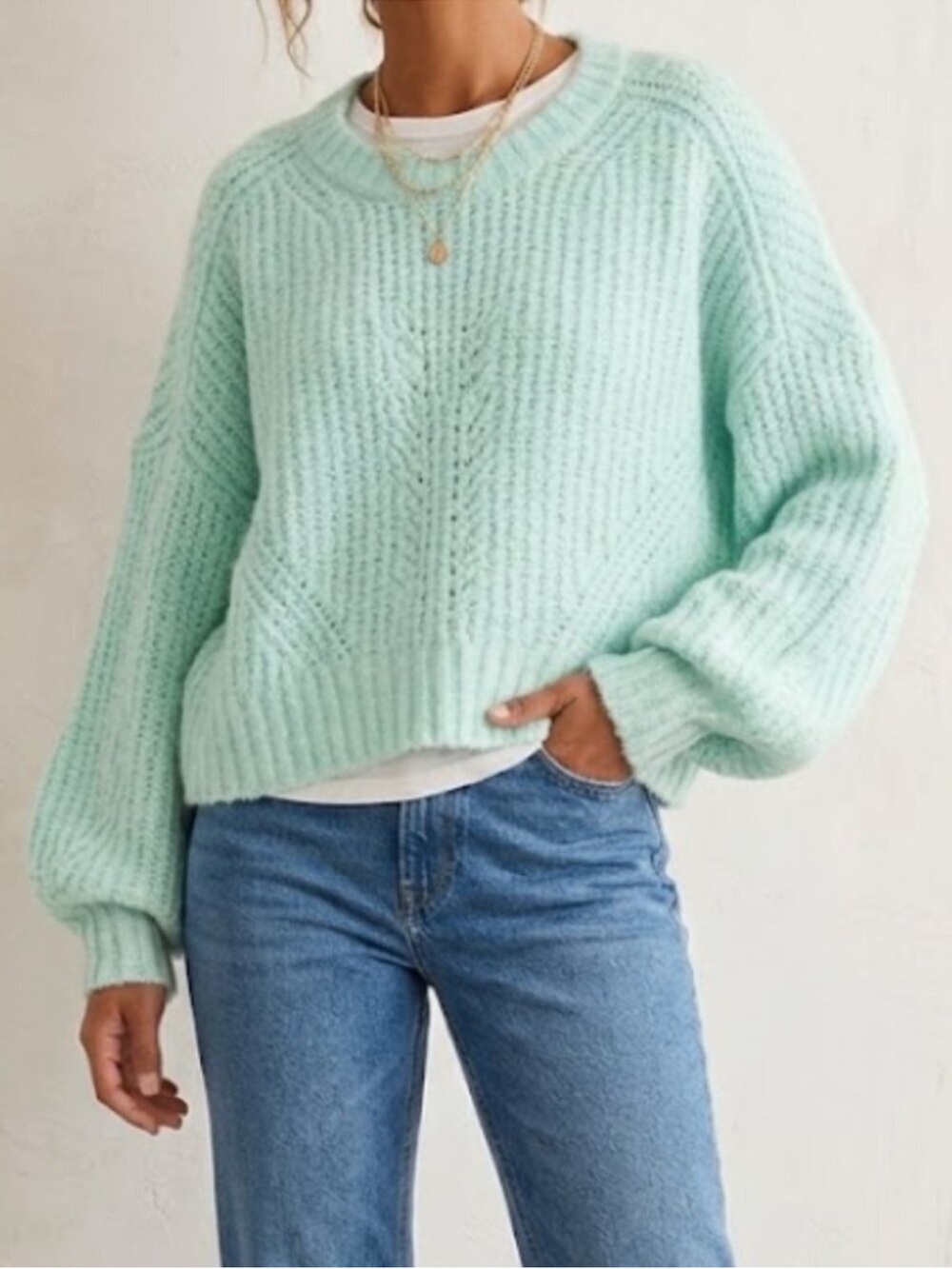 Pilcro Mint Ribbed Crewneck Sweater Anthropologie
